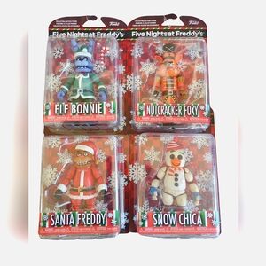 Lot of 4 Nights at Freddy's Christmas Figures 2023 Funko Santa Freddy Snow Chica